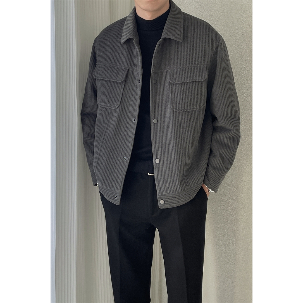 Áo Khoác Nhung Tăm Túi Hộp Lớp Dày Dặn Form Rộng, Phong Cách Retro, Class Cho Nam #QC03