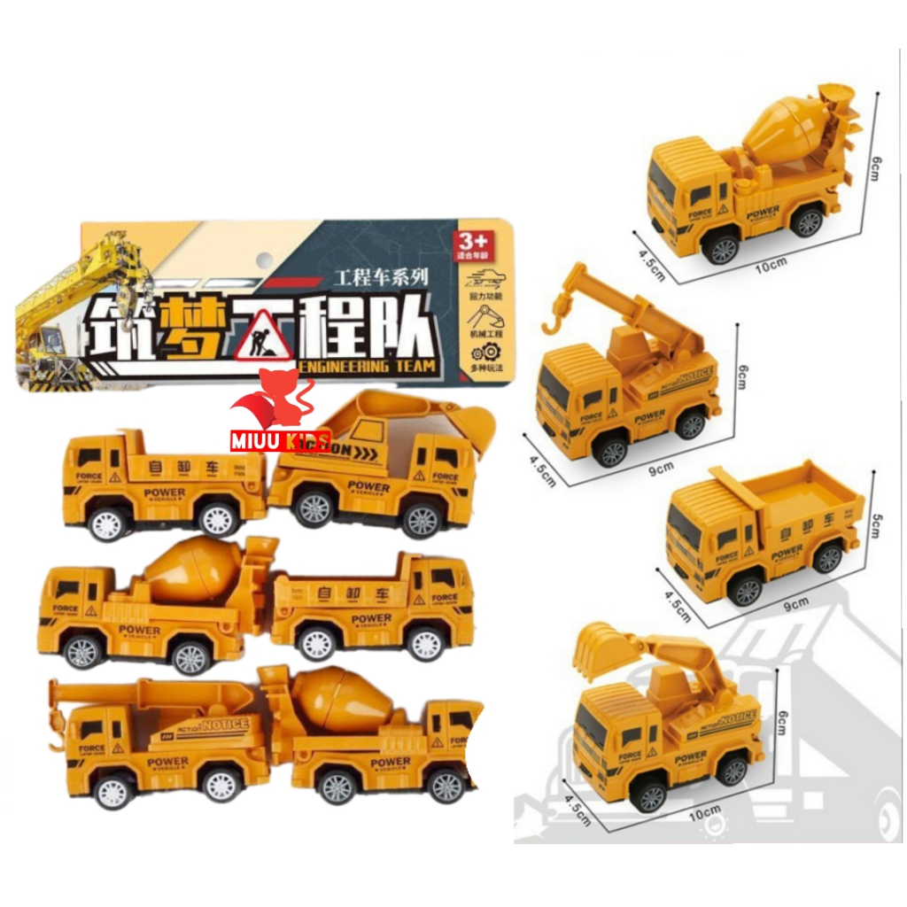 Bộ 6 Xe Tổng Hợp Chạy Đà Bằng Nhựa Cho Bé