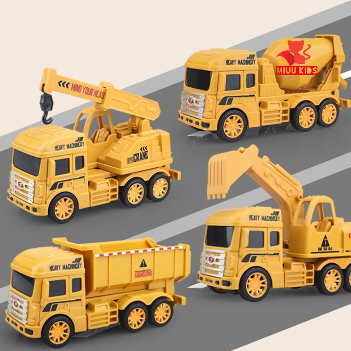 Bộ 6 Xe Tổng Hợp Chạy Đà Bằng Nhựa Cho Bé