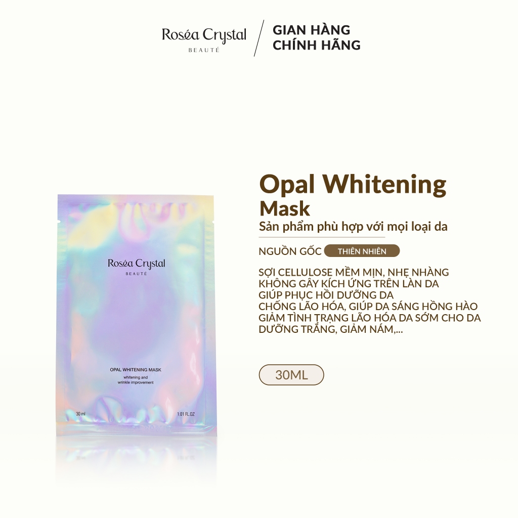 Mặt nạ dưỡng trắng da Rosea Crystal Opal Whitening Mask Combo 3 miếng