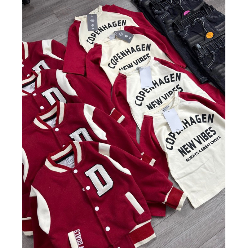 Set bộ 3ct áo phông áo bomber quần jeans cho bé trai