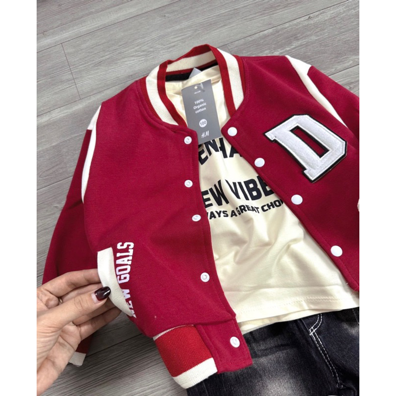 Set bộ 3ct áo phông áo bomber quần jeans cho bé trai