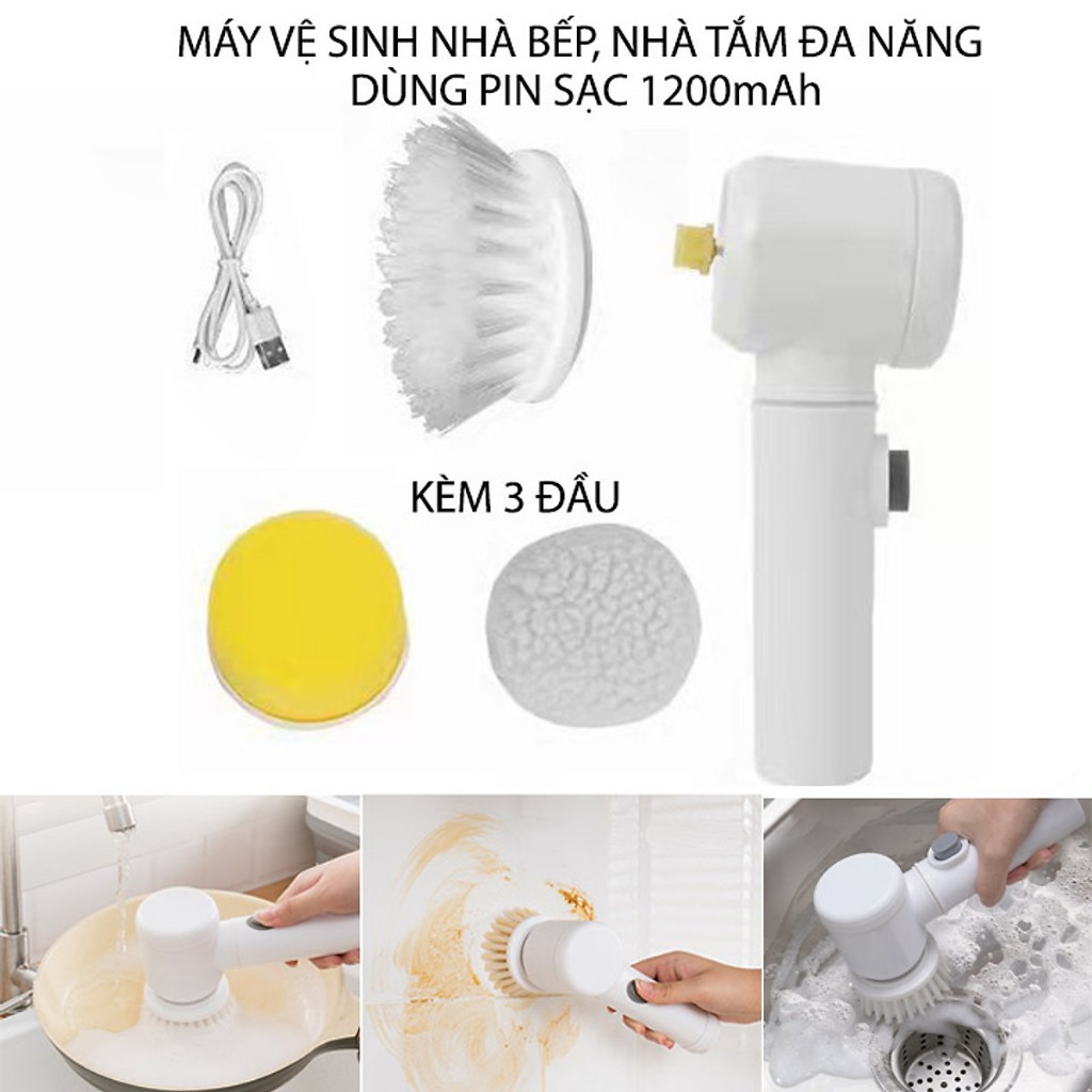 Máy Cọ Rửa Điện Đa Năng AYUMO - Bàn Chải Lau Chùi Bếp, Bồn Rửa Mặt, Đánh Giày, Đánh Bóng Magic Brush