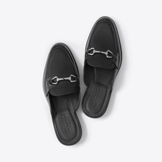 Giày Sục Nam Nữ TARMOR Màu Đen Phối Da Alran Có Khoá Dây Cương ML02 - Horsebit Mules with Alan Leather Detailed ML02