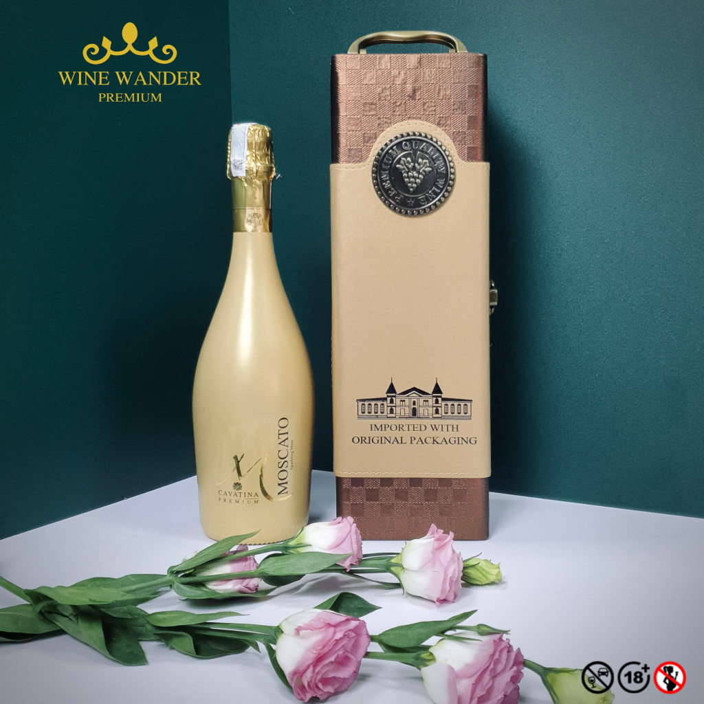 Hộp quà tặng Hoàng Cát rượu vang Ý Vang Sủi Moscato Cavatina Premium