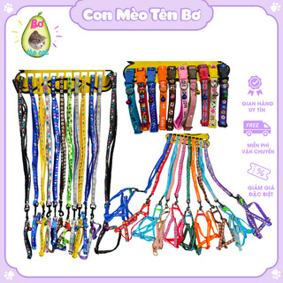 Vòng cổ thú cưng gắn chuông kèm dây dắt, yếm dắt chó và mèo, vòng cổ chuông thú cưng