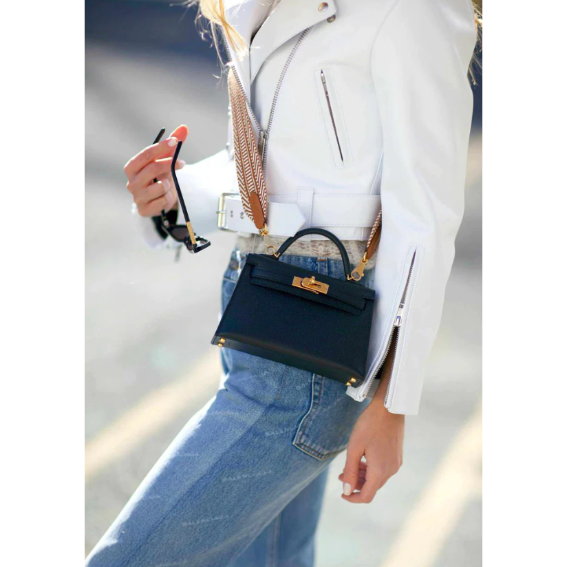 Túi Xách Nữ HM KELLY SELLIER MINI II BLACK EPSOM GOLD HARDWARE