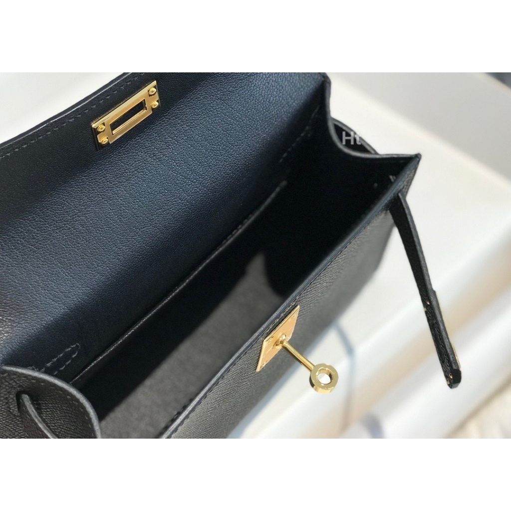 Túi Xách Nữ HM KELLY SELLIER MINI II BLACK EPSOM GOLD HARDWARE