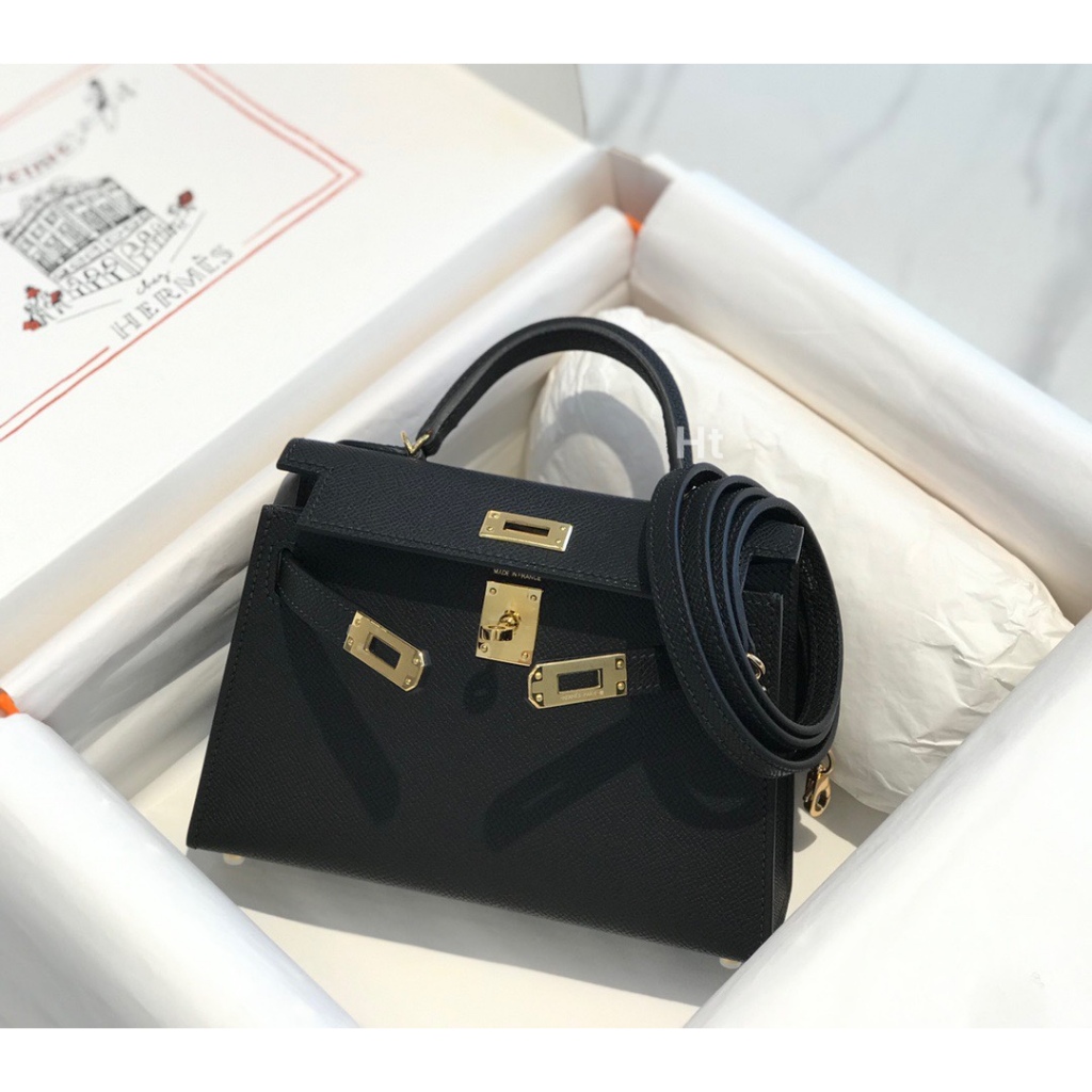Túi Xách Nữ HM KELLY SELLIER MINI II BLACK EPSOM GOLD HARDWARE