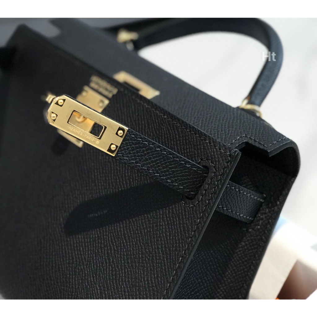 Túi Xách Nữ HM KELLY SELLIER MINI II BLACK EPSOM GOLD HARDWARE