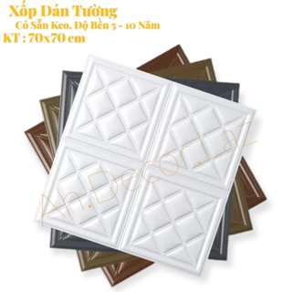 tấm xốp dán tường kích thước 70x70 cm, mặt sau có sẵn keo dễ dàng trang trí