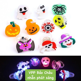 Set 10c Nhẫn Đeo Tay Halloween có đèn sáng