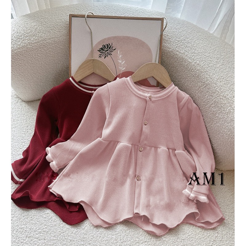 Đồ bộ bé gái dài tay TB383 - đồ bộ thu đông quần áo trẻ em chất len tăm dáng xòe