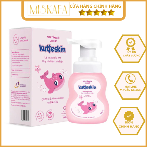 SỮA TẮM GỘI KUTIESKIN - Sữa tắm gội cho bé Kutieskin giúp làm sạch da, ngừa rôm xảy, mẩn ngứa, hăm da - Hộp 200ml