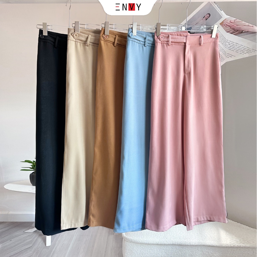 Quần ống rộng nữ dài cotton Hàn ENVY QK36