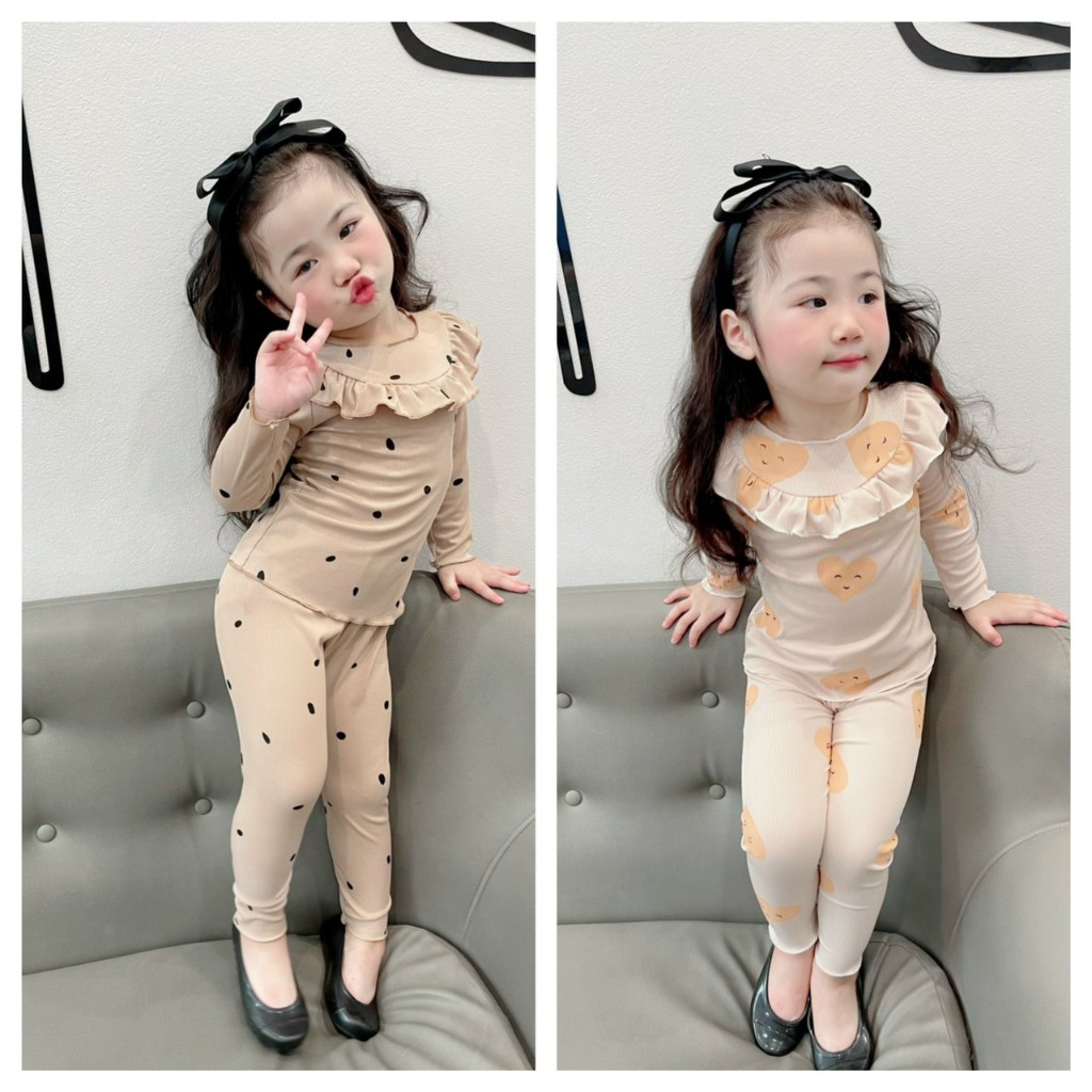 COMBO 2B BÉ GÁI GAM MÀU PASTEL CAM VÀ NÂU CƯNG XỈU