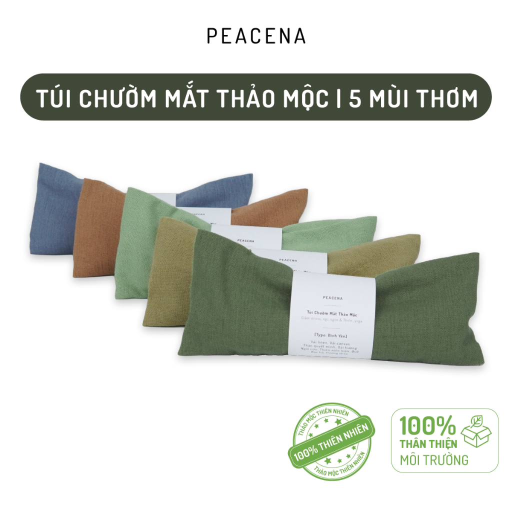 TÚI CHƯỜM MẮT THẢO MỘC theo 5 MÙI THƠM & MÀU SẮC, giảm nhức mỏi mắt, thư giãn, ngủ ngon chỉ 15p | Peacena