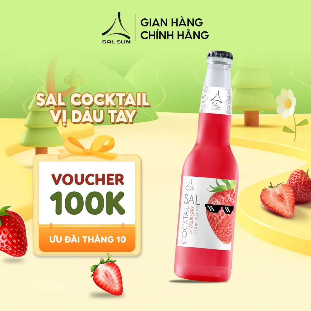 Thùng 6 chai SAL COCKTAIL STRAWBERRY Cocktail hoa quả vị dâu tây 210ml /chai