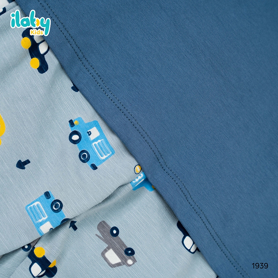 Bộ nỉ bé trai dài tay ILABY phối màu in hình ô tô chất liệu dày dặn cho bé 10-35kg