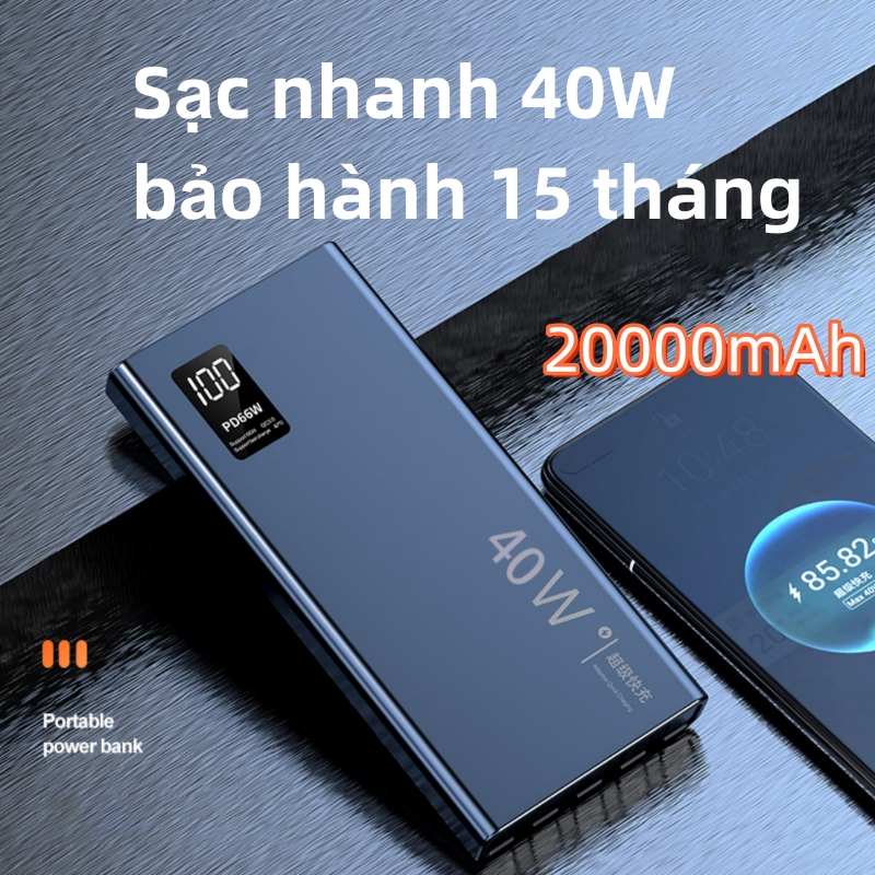 Pin sạc dự phòng 20000mah sạc nhanh 40W màn hình LED Nhiều giao diện