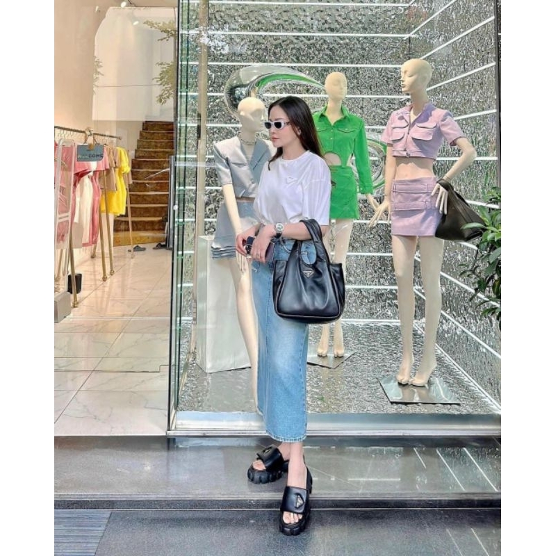 Túi xách nữ Prada SHOPPING sz28cm chất da lì mềm sụn lót kèm  tag cực chảnh hộp hãng