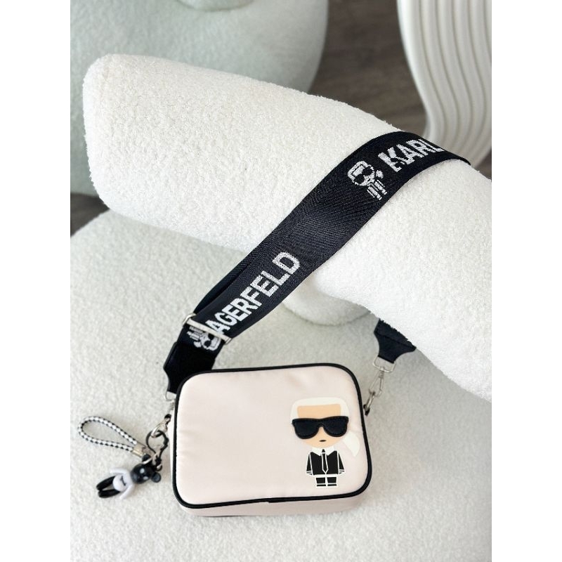 Túi đeo chéo nam&nữ cá tính KARL vái dù bản to thêu logo cực nét tặng kèm móc treo fullbox hãng