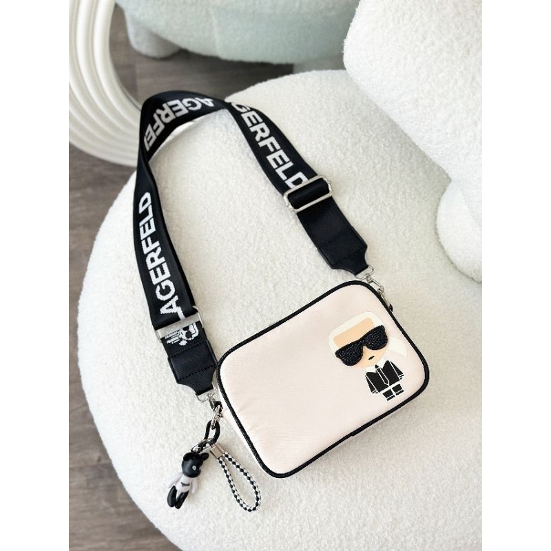 Túi đeo chéo nam&nữ cá tính KARL vái dù bản to thêu logo cực nét tặng kèm móc treo fullbox hãng