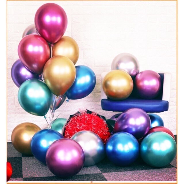 Set 10/30/50 Bóng Bay Siêu Nhũ , Bong Bóng Trang Trí Sinh Nhật , Phòng Cưới , Sự Kiện