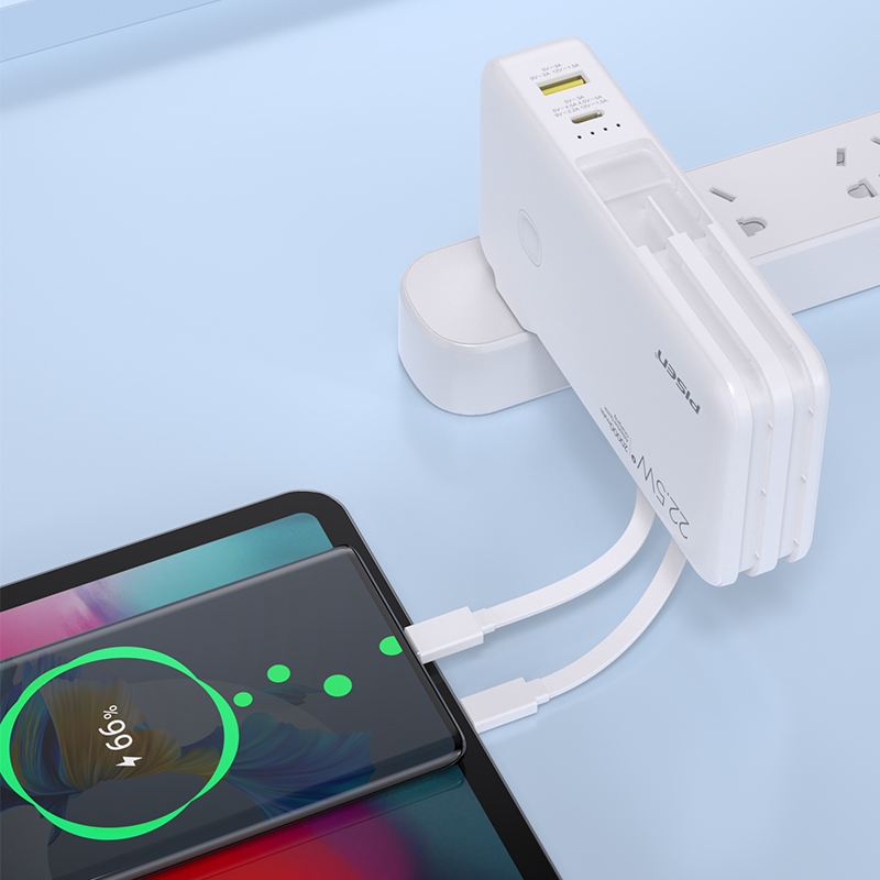 Pin dự phòng kiêm bộ sạc PISEN Quick TS-D313 dung lượng 20000MAH tích hợp 2 cáp sạc nhanh PD 22.5W và QC 18W