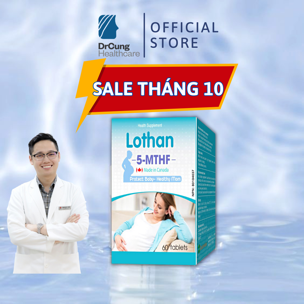 Bác Sĩ Cung Lothan 5-MTHF - Bổ Sung Folate, Ngăn Dị Tật Thai Nhi, Bổ Trứng, Tăng Khả Năng Sinh Sản (Hộp 60 Viên)