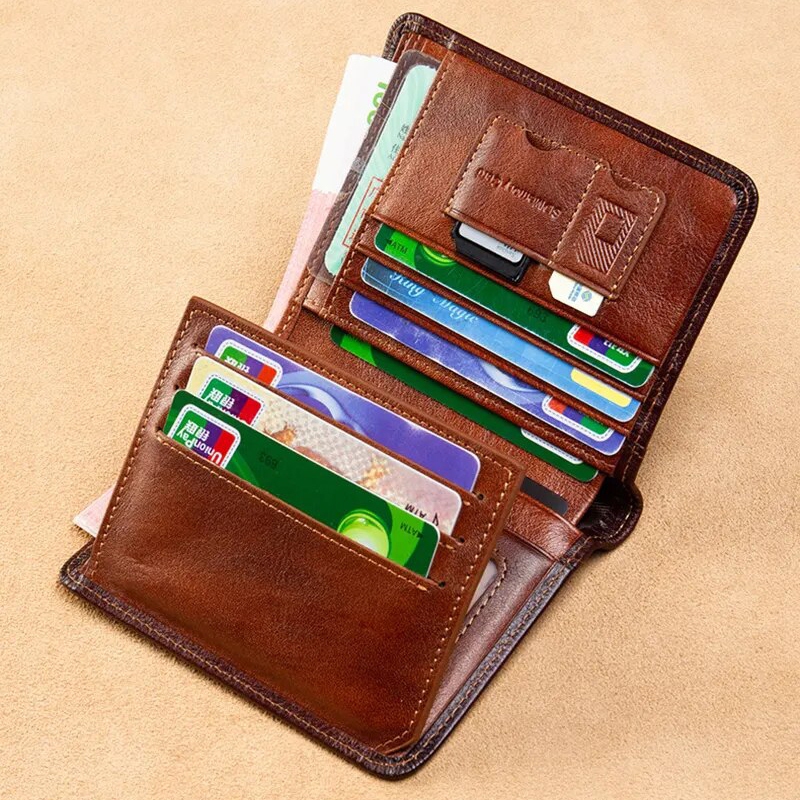 Ví nam ad11 bóp nam da bò nappa cao cấp, ví da nam dáng đứng thiết kế nhiều ngăn, bảo hành 06 tháng - Adonis