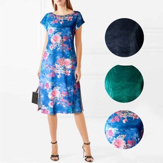 Đầm Nhung Vnxk CM, Đầm Suông Chất Vải Mềm Co Giãn