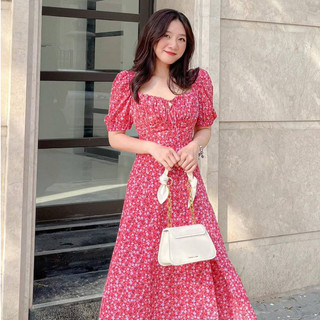 Đầm STELIA - đầm dài cổ vuông nhún ngực