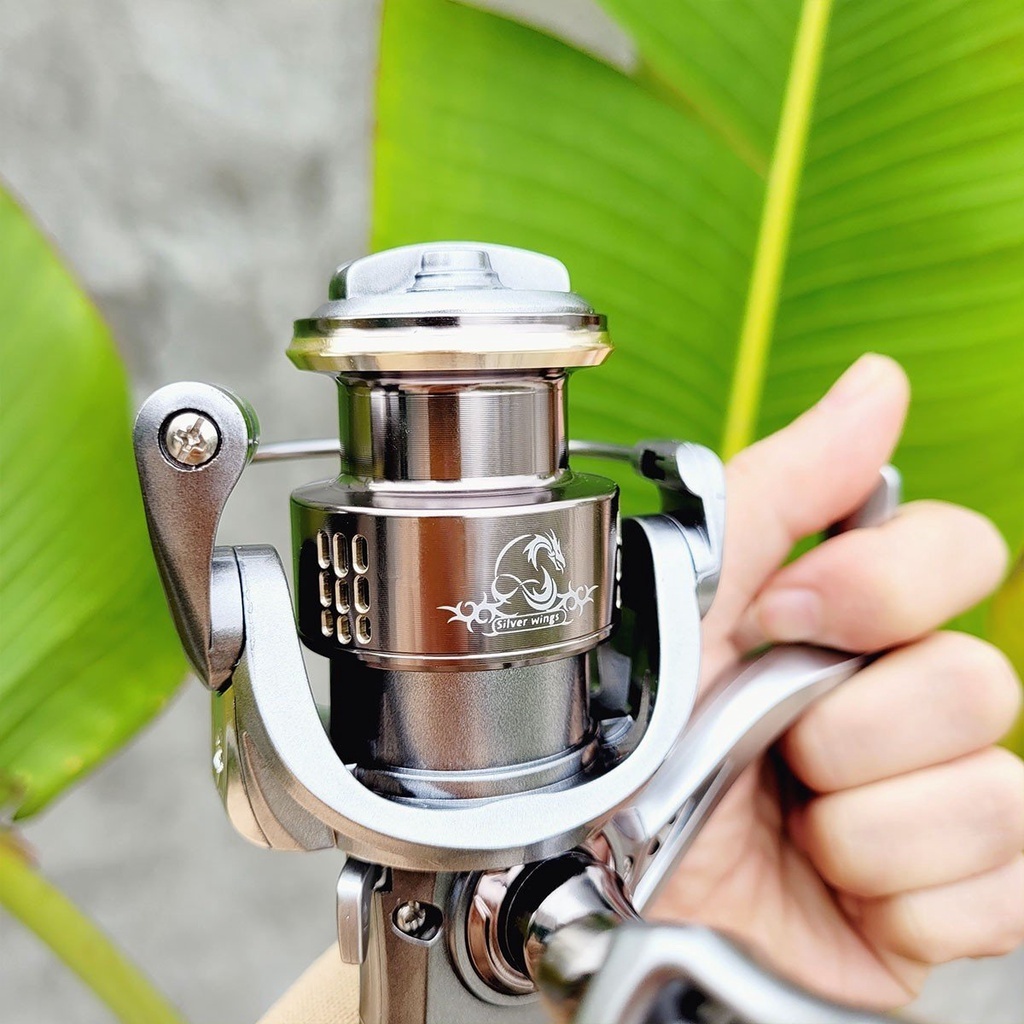 Máy câu cá máy câu lure kim loại cối nông siêu êm tay quay đôi cân bằng Silver bạc S3000