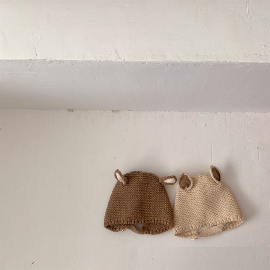 Mũ Len Cho Bé Trai Bé Gái Hình Tai Thú Cài Cúc Cho Bé từ 0-3 Tuổi