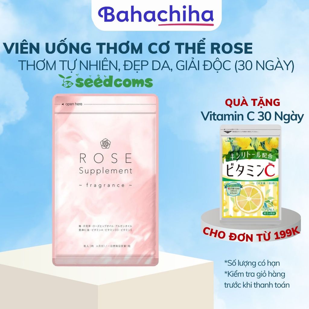 Viên uống Seedcoms Tạo Hương Thơm tự nhiên cho cơ thể Rose Supplement chiết xuất Hoa và Thảo Mộc 30 ngày - Bahachiha