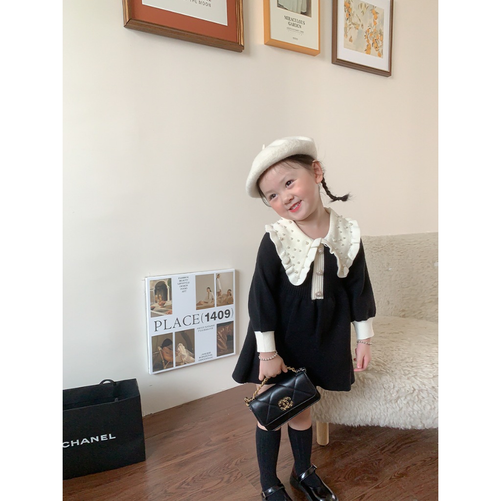 Váy len dài tay phong cách Hàn Quốc 80cm-140cm