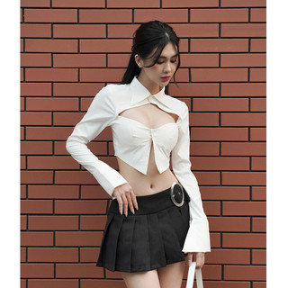 Tipblu - chân váy xếp ly khoen bạc boujee mini skirt