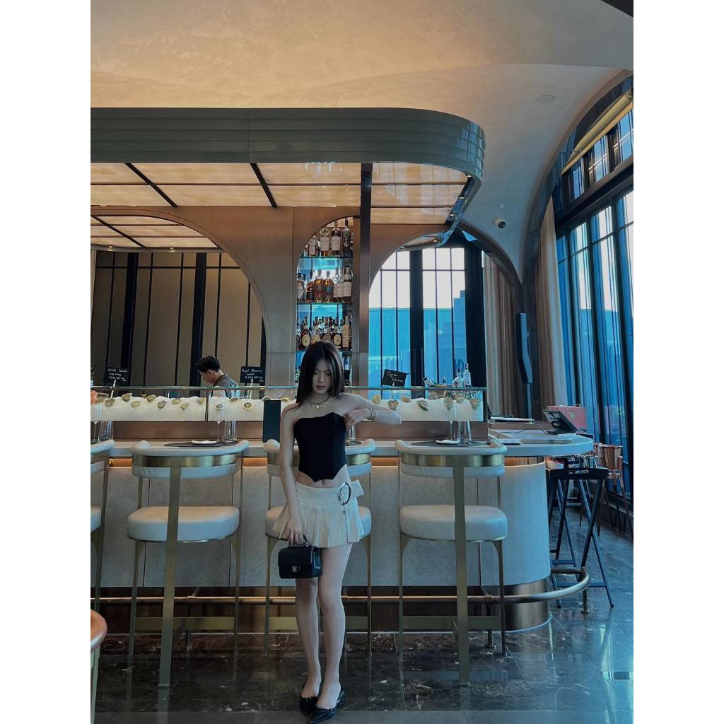 Tipblu - Chân Váy Xếp Ly Khoen Bạc Boujee Mini Skirt