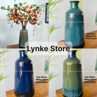 Bình hoa lọ hoa cao 42cm dáng lá dừa men hỏa biến cắm đào đẹp gốm sứ bát tràng - lynke store