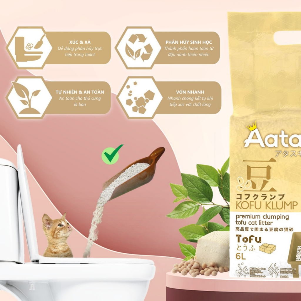Cát Đậu Nành Aatas Cho Mèo 6L - Made in Singapore