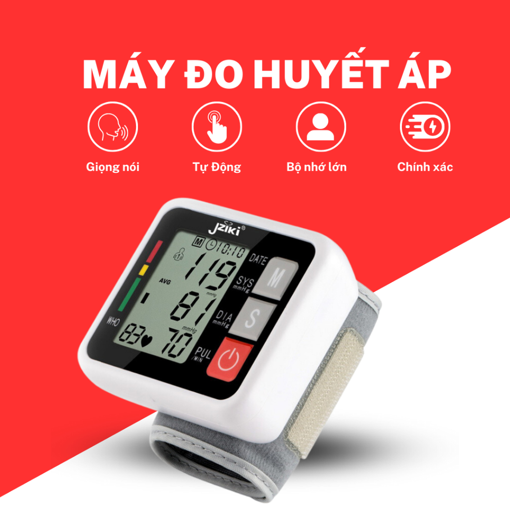 Máy đo huyết áp cổ tay điện tử hỗ trợ đọc kết quả dễ dàng sử dụng kết quả nhanh và chính xác bộ nhớ lớn nhỏ gọn tiện loi