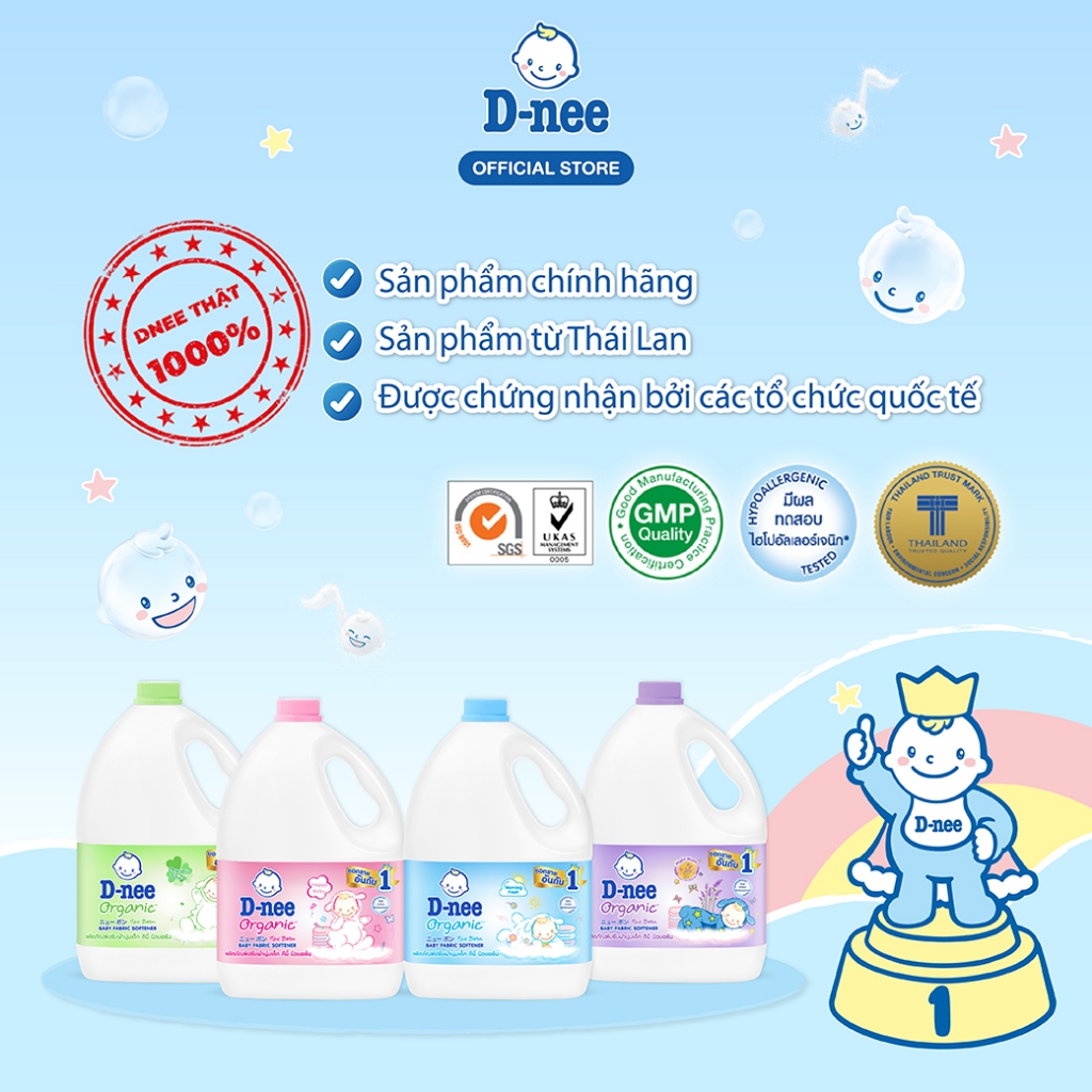 Nước giặt quần áo D-nee 3000 ML - Yellow Moon + Nước xả vải D-nee 2800 ML. - Night Wash