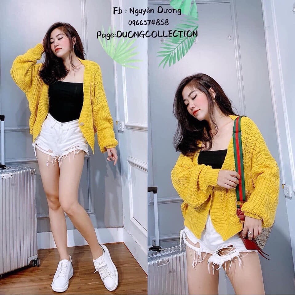 áo khoác len nữ cổ V 1 khuy dáng ngắn đẹp hàng quảng châu loại 1