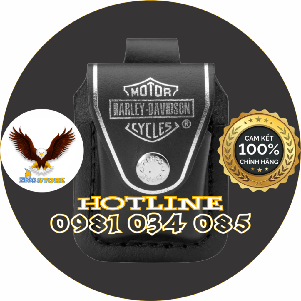 Bao da bật lửa Chính hãng Zippo USA – Màu Đen in chữ Harley