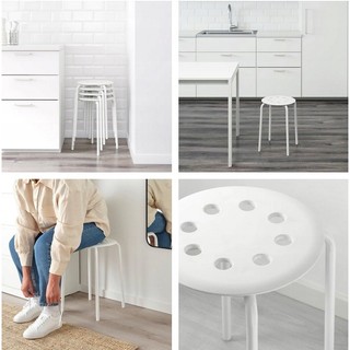 Ghế Đôn, Ghế Đẩu Tròn Chân Sắt Lắp Ráp, Mặt Ghế Nhựa Cao Cấp Màu Trắng - Chính Hãng IKEA