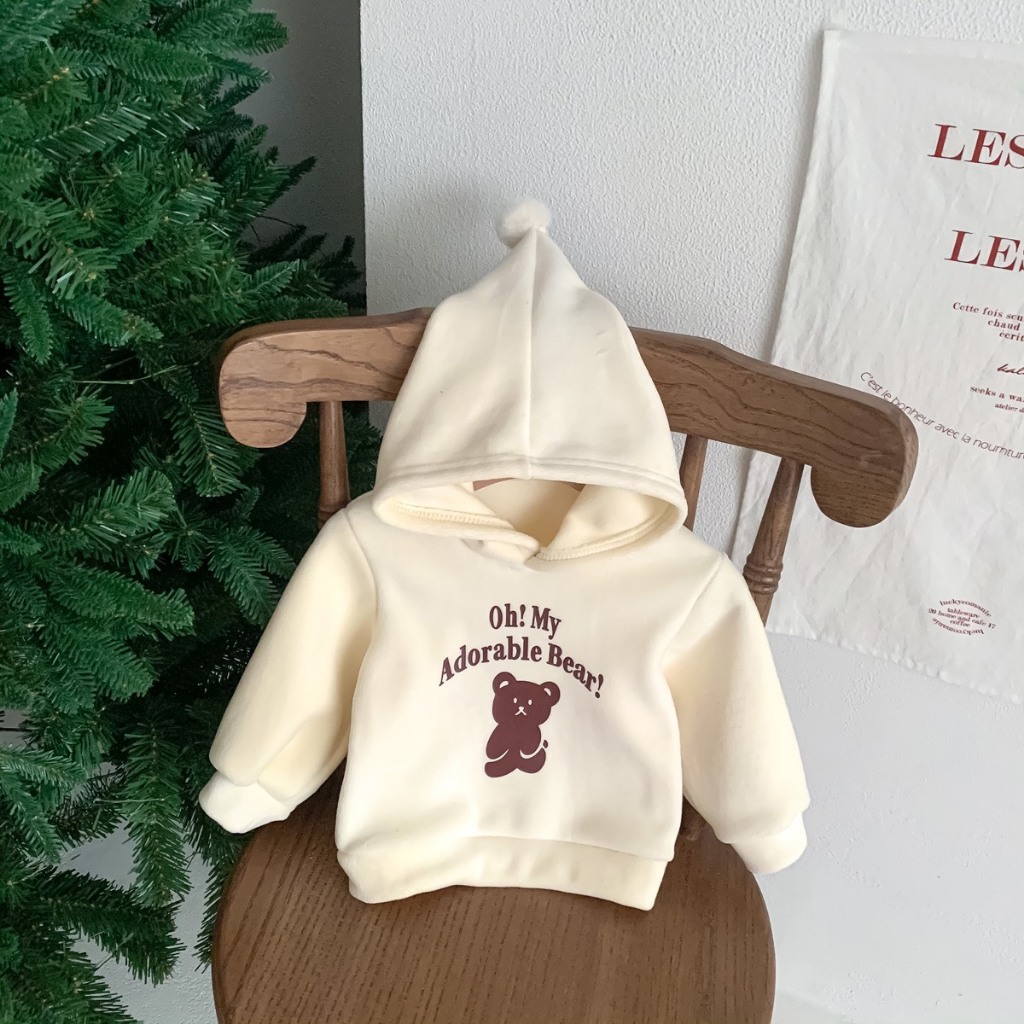 Bộ nỉ hoodie dài tay có mũ gấu nâu cho bé 8-18kg Namkidshop