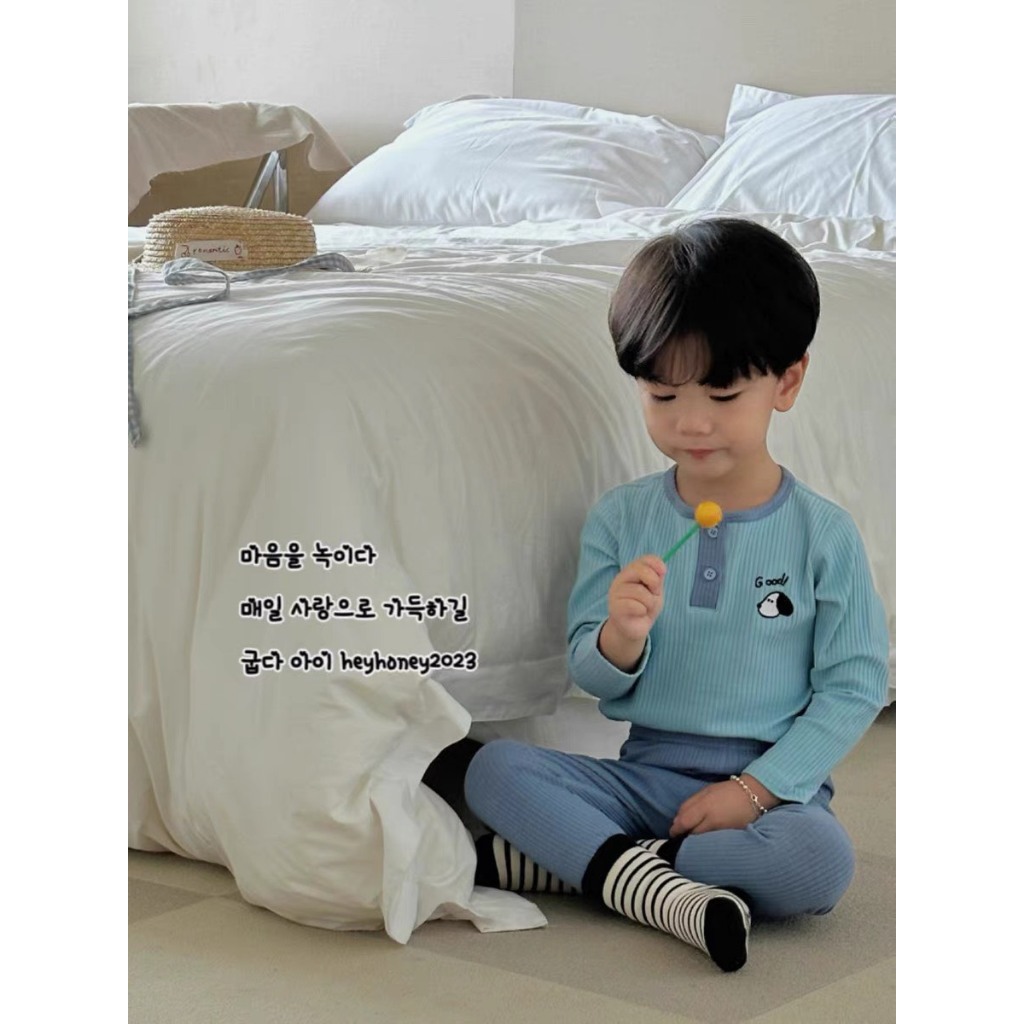 Bộ len tăm cổ màu thêu hình thu đông cho bé 6-16kg Namkidshop