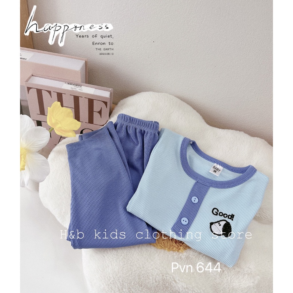 Bộ len tăm cổ màu thêu hình thu đông cho bé 6-16kg Namkidshop