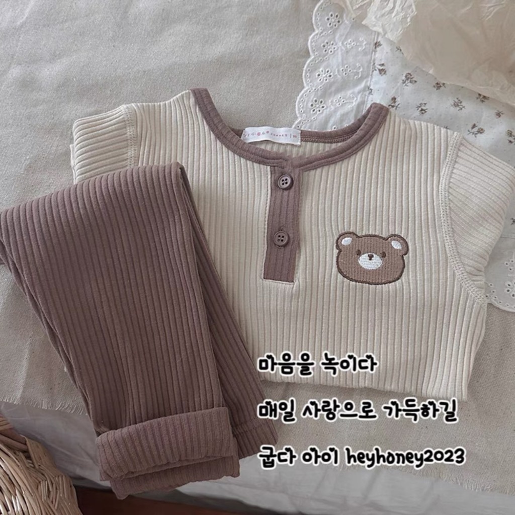 Bộ len tăm cổ màu thêu hình thu đông cho bé 6-16kg Namkidshop